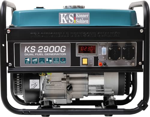 Könner & Söhnen KS 2900G LPG/Benzin-Generator DUAL FUEL Notstromaggregat Gas 2900 W, 2x16A (230 V), 12 V, stromerzeuger mit (AVR), stromaggregat mit Ölstandsanzeige, Überlast- und Kurzschlussschutz