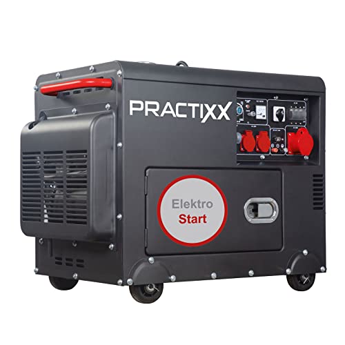 Scheppach Practixx PX-SE-5000D Diesel Stromerzeuger | Elektrostart | 7,7PS | 5000W | 2x 230V, 1x 400V Steckdose | 16L Tank | AVR System