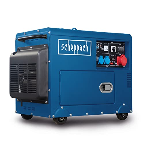 Scheppach SG5200D Diesel Stromerzeuger mit Elektrostart | 7,7PS | 5000W | 2x 230V, 1x 400V Steckdose | 16L Tank | AVR System